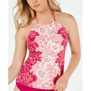 LAUREN Ralph Hawaiian High-Neck Tankini Top Pink Hawaiian 12
